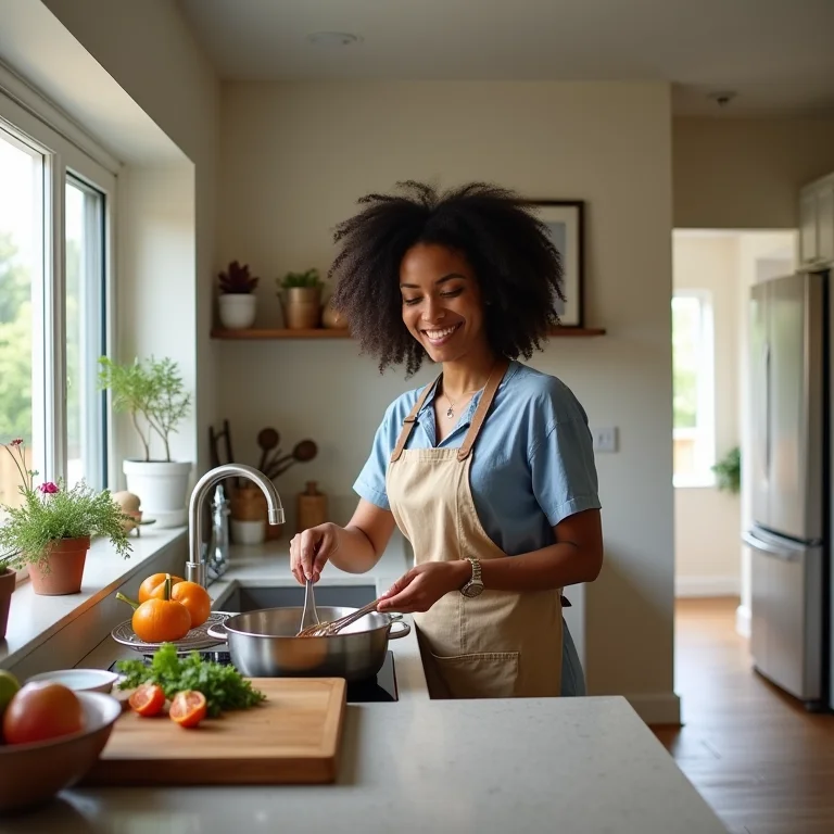 Cozinha em L otimizada com triângulo de trabalho funcional