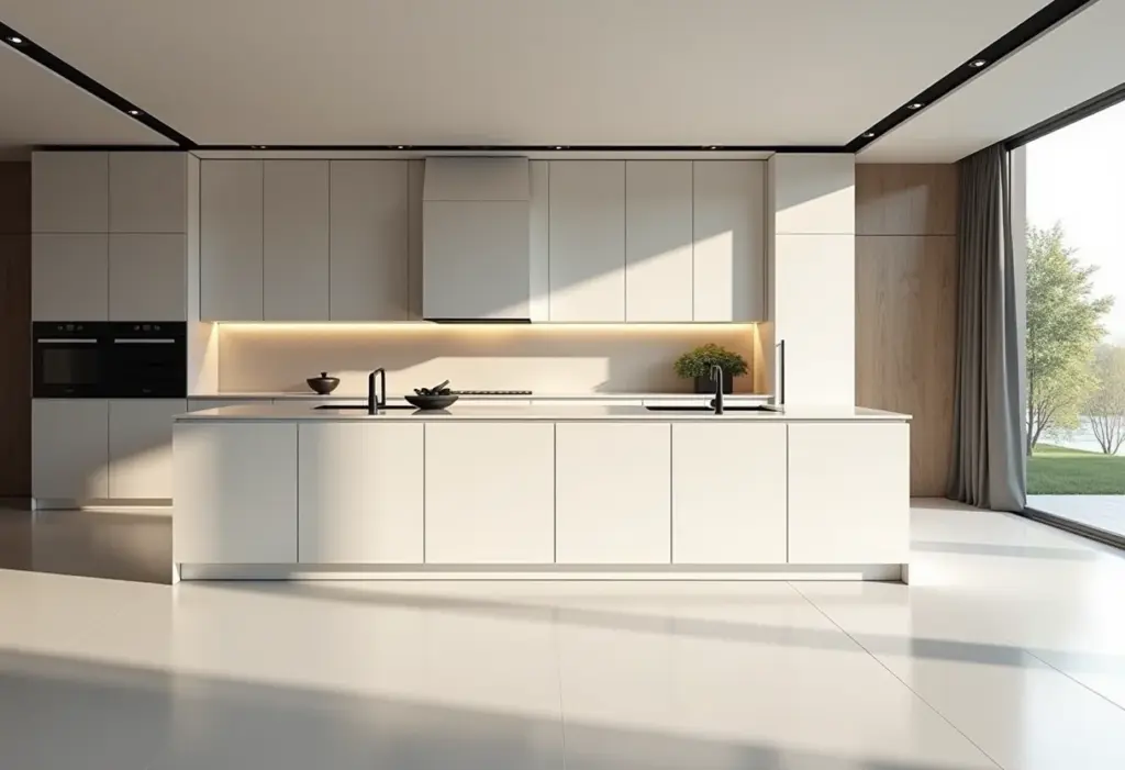 Armário de cozinha sem puxador: o design minimalista que conquista Cozinha minimalista com armários sem puxador