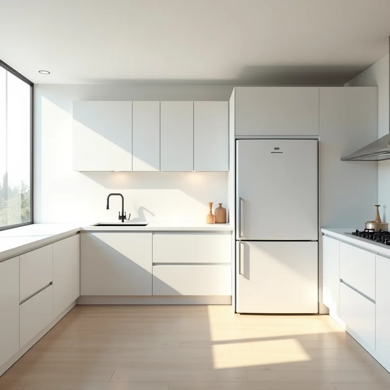 Cozinha minimalista com triângulo de trabalho bem definido