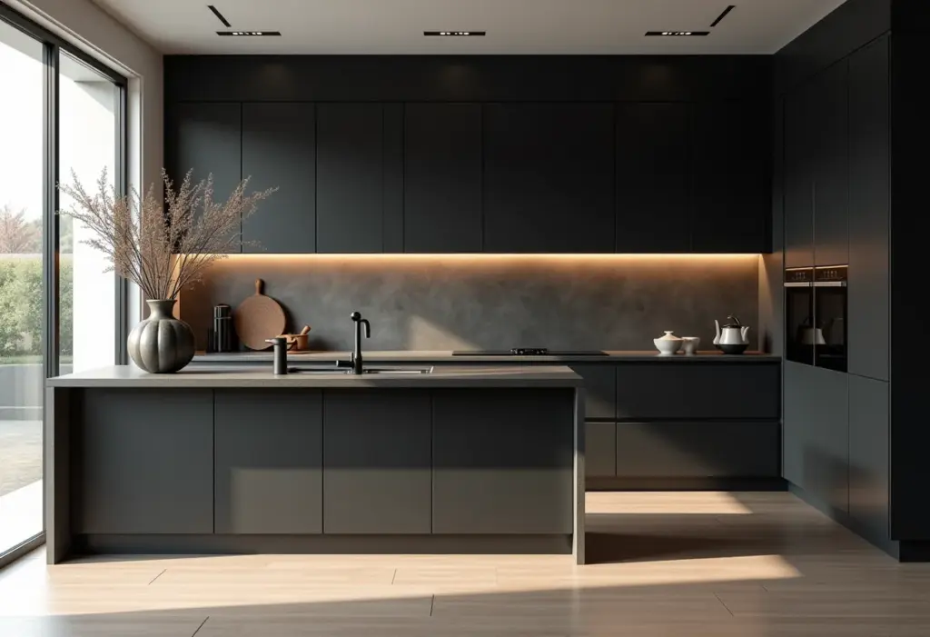 Cozinha com armário preto: 7 erros que você precisa evitar Cozinha moderna com armários pretos