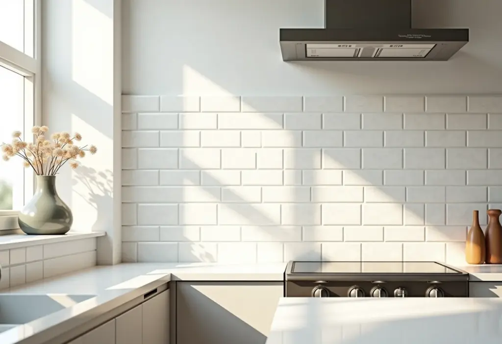 Cozinha moderna com azulejos de metrô