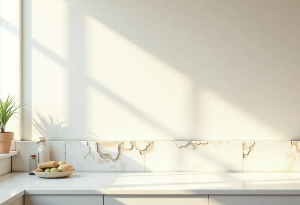 Revestimento para cozinha: o material que NUNCA mais usarei Cozinha moderna com revestimento antigo e danificado