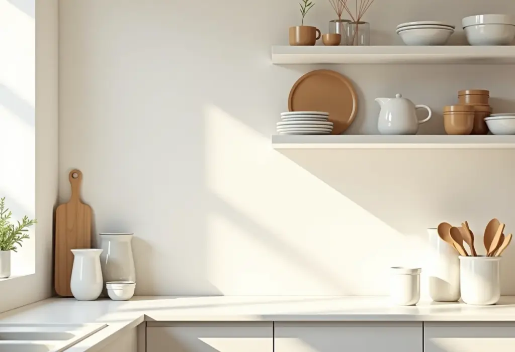 Cozinha organizada: Ideias geniais com prateleiras que você precisa ver Cozinha organizada com prateleiras de diversos estilos