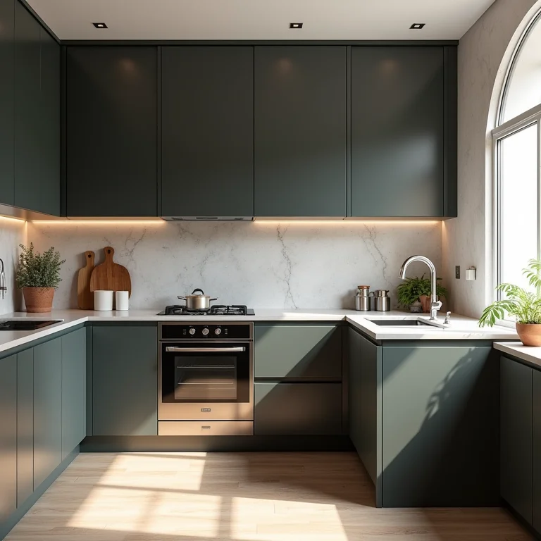 Cozinha pequena sobrecarregada vs. cozinha espaçosa e minimalista.