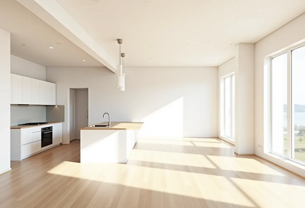 Cozinha planejada americana integrada com sala de estar.