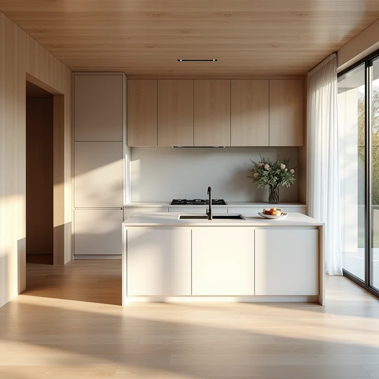 Cozinha sem puxador integrada ao design de interiores