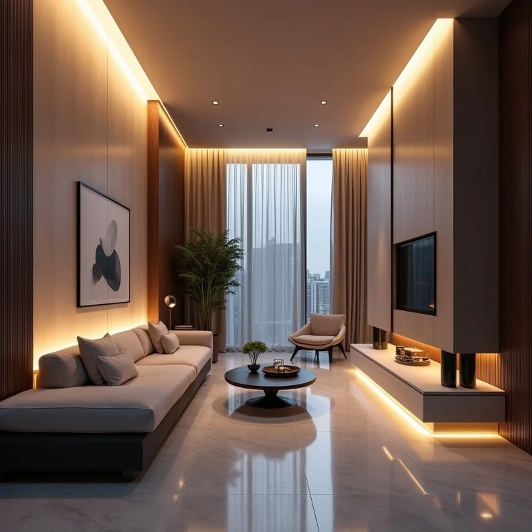 Design de interiores com iluminação de fibra ótica