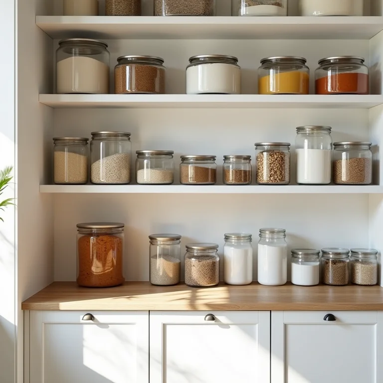 Despensa organizada em uma cozinha corredor
