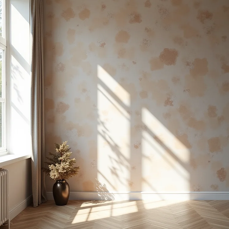 Destaque de parede com papel de parede estampado