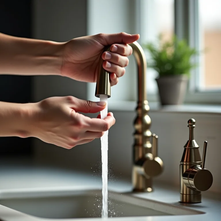 Detalhe da ergonomia de uma torneira gourmet