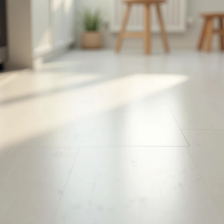Detalhe da superfície lisa e uniforme de um piso vinílico homogêneo