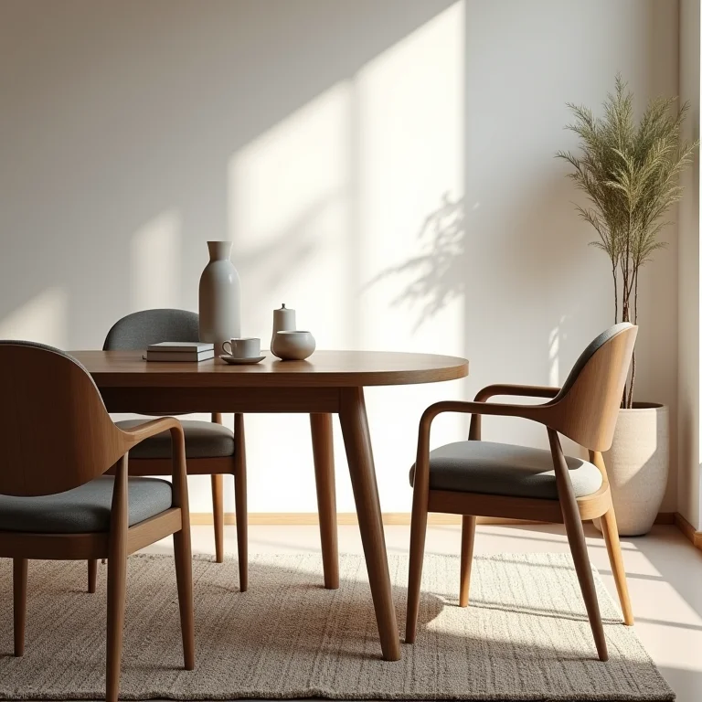 Detalhes de conforto em uma sala de jantar industrial.