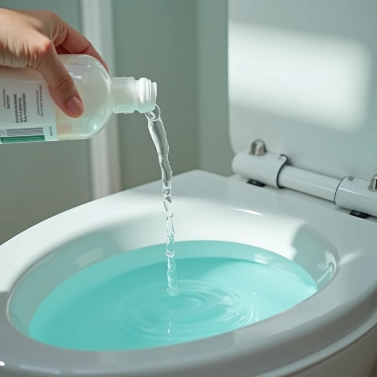 Detergente sendo despejado no vaso sanitário