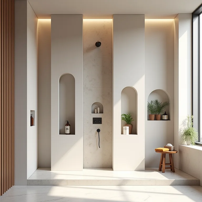 Diferentes designs de nichos para shampoo no banheiro