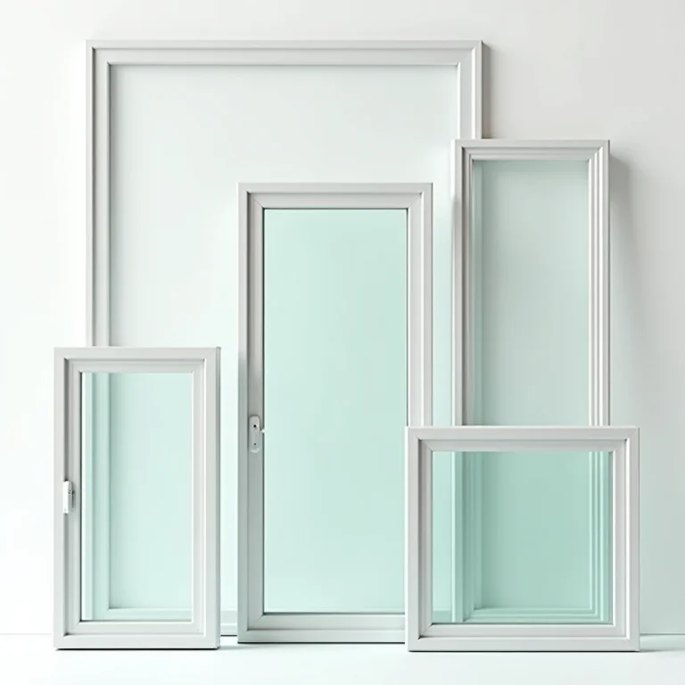 Diferentes modelos de janelas de vidro temperado.