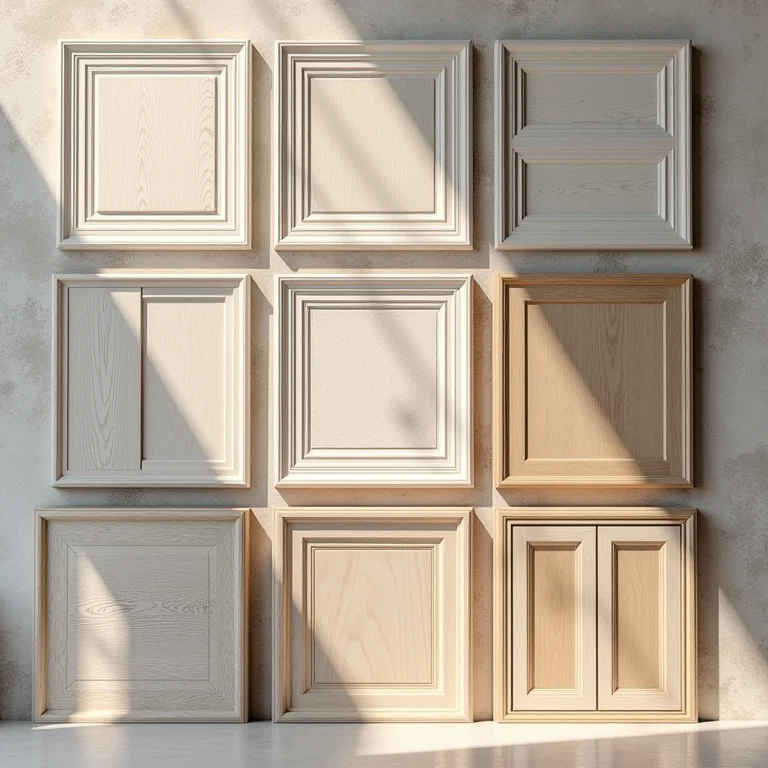 Diferentes tipos de boiserie em close-up.