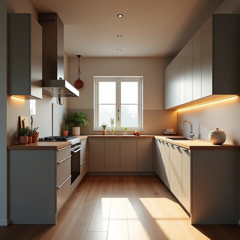 Distâncias excessivas em cozinha em L