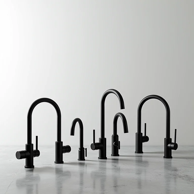 Diversos modelos de torneiras pretas para cozinha