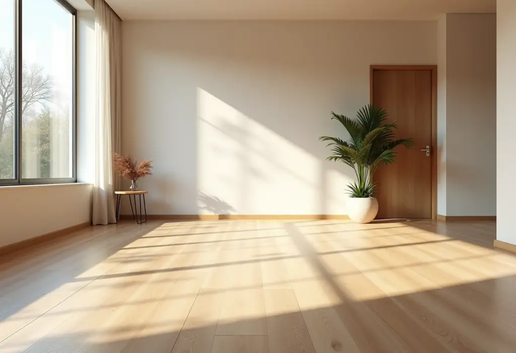 Elegante sala de estar com piso vinílico moderno
