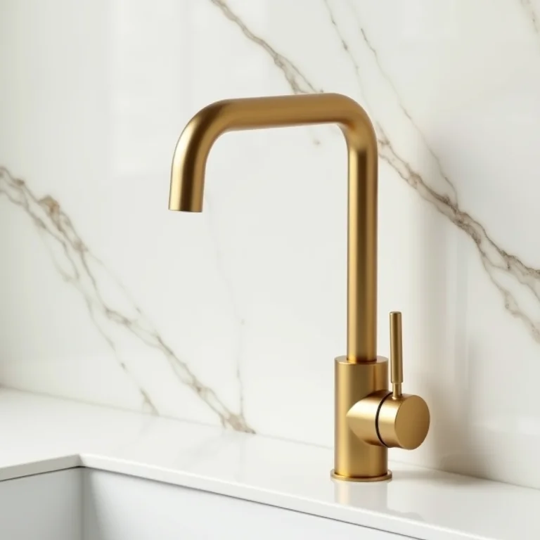 Elegante torneira dourada em close-up