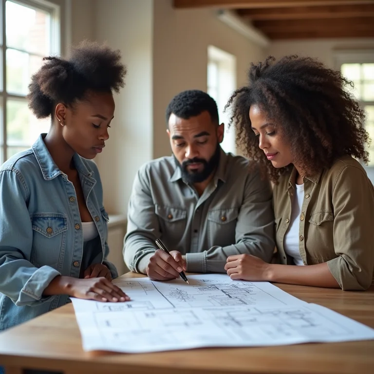 Equipe de arquitetos diversos colaborando em projeto