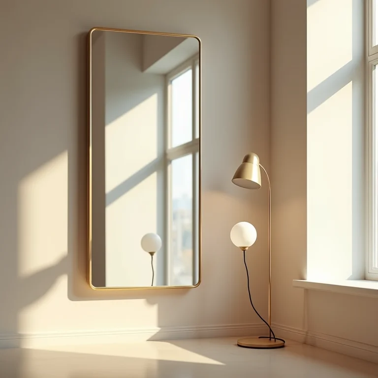 Espelho refletindo luz natural e artificial