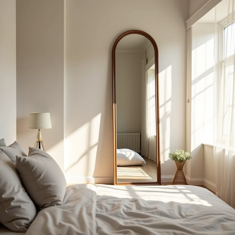 Espelhos em quarto pequeno: truques de ilusão.