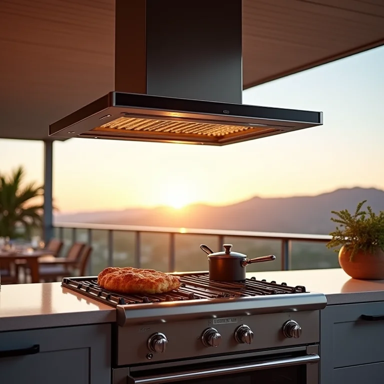 Exaustor moderno em varanda gourmet.