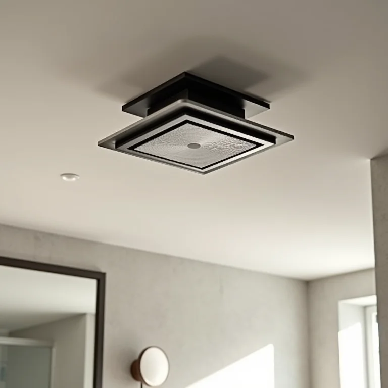 Exaustor moderno instalado no teto do banheiro