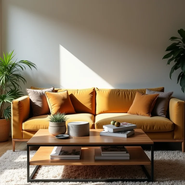 Exemplos visuais de decoração de mesa de centro: excesso, equilíbrio e minimalismo