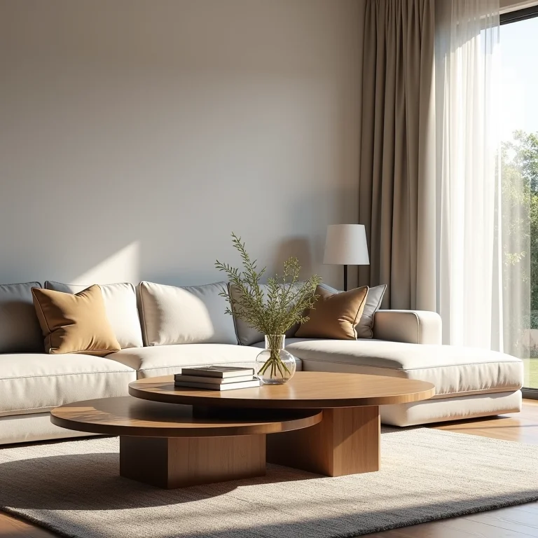 Exemplos visuais de mesas de centro de diferentes tamanhos e formatos