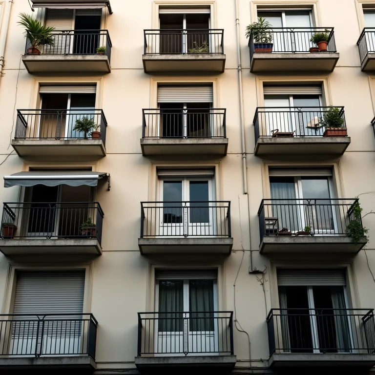 Fachada de prédio com varandas envidraçadas e abertas.