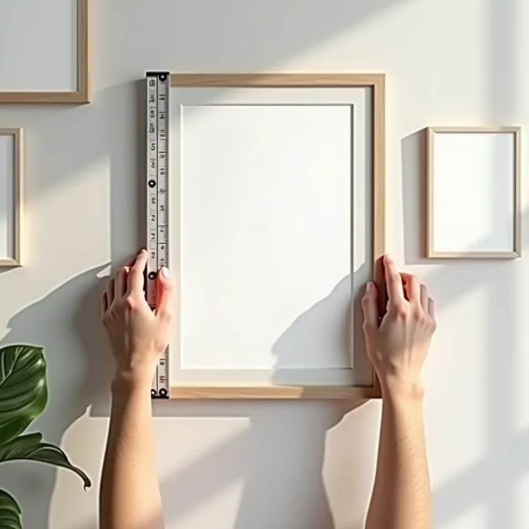 Fixando obras de arte em uma parede de galeria