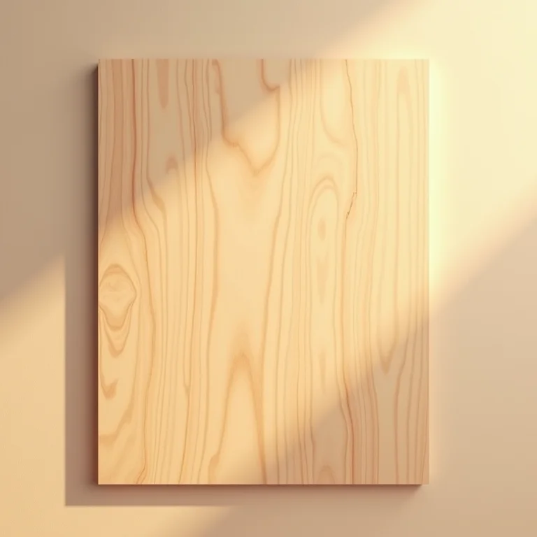 Folha de madeira natural com veios visíveis.