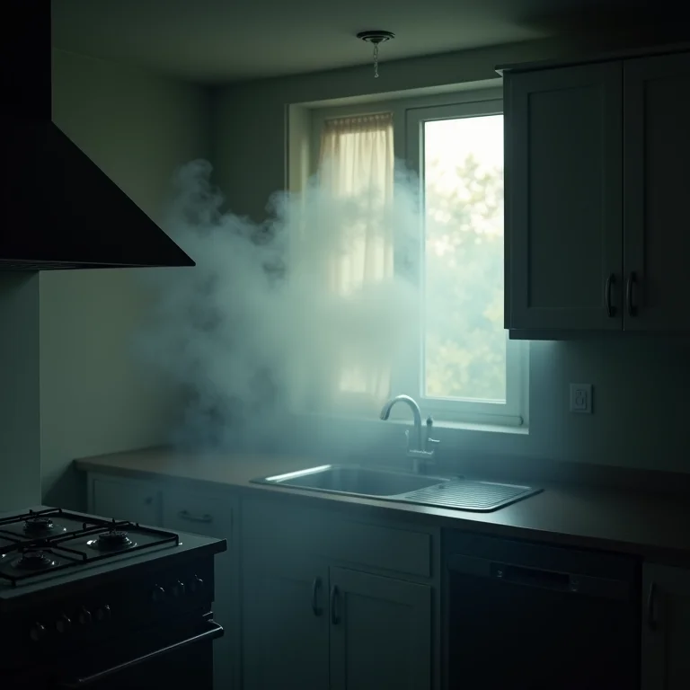 Fumaça acumulada em área gourmet sem exaustão.