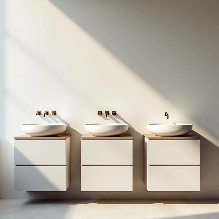 Gabinete com cuba sobreposta por tamanho e formato