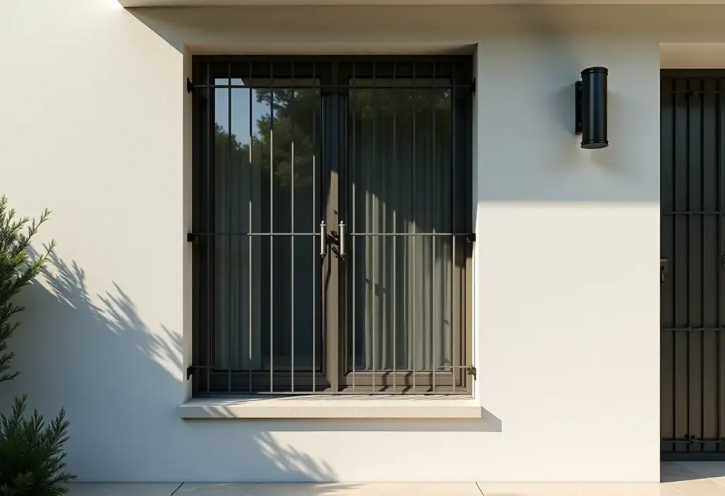 Grade de janela em fachada de casa moderna