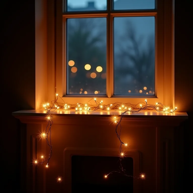 Guirlandas luminosas de diferentes estilos e cores iluminando um ambiente