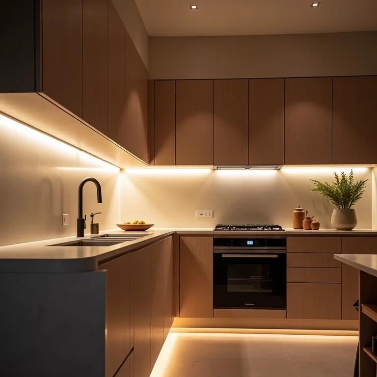 Iluminação em diferentes zonas da cozinha