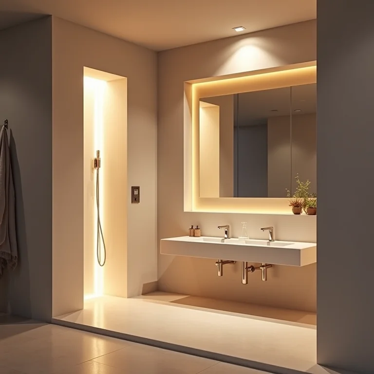 Iluminação em nicho de banheiro
