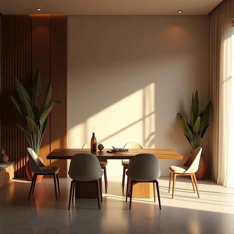 Iluminação estratégica na sala de jantar