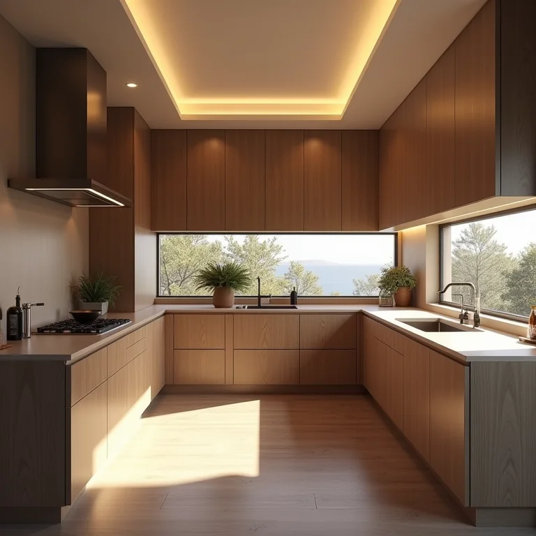 Iluminação inadequada em cozinha em L