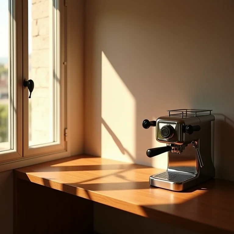 Iluminação suave realçando cantinho do café