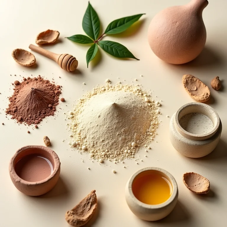 Ingredientes naturais para tintas orgânicas: argila, cal, pigmentos vegetais e óleos naturais.