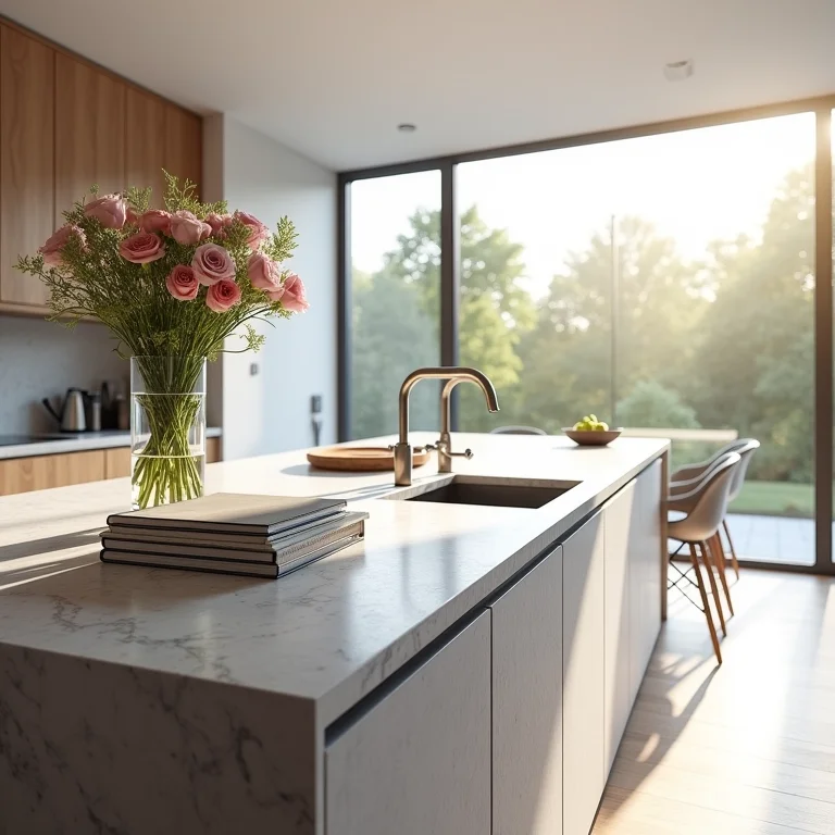 Inspirações de cozinhas com bancada de quartzo cinza.