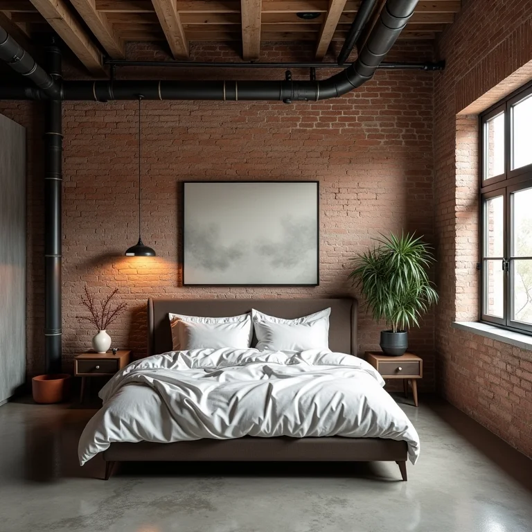 Inspirações de quartos de casal em estilo industrial.