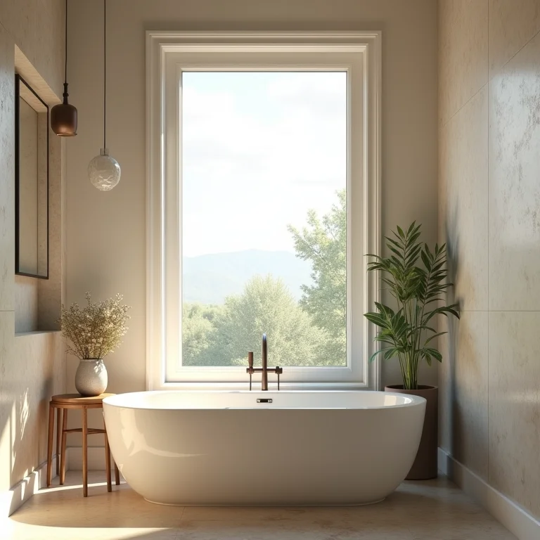 Janela aberta em um banheiro, promovendo ventilação natural