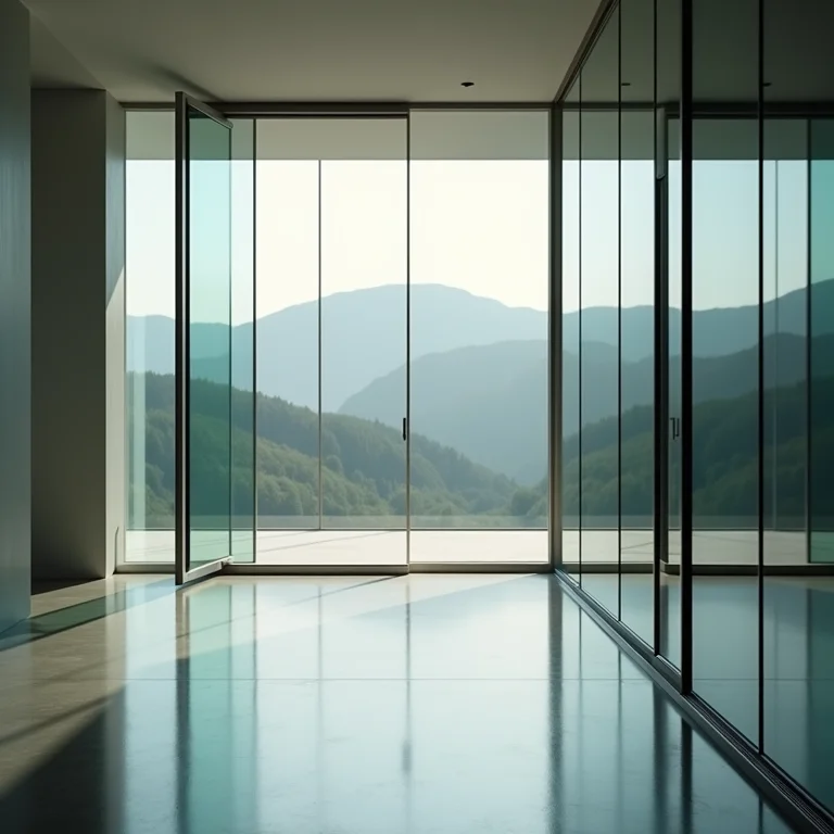 Janelas e portas modernas com vidro refletivo.
