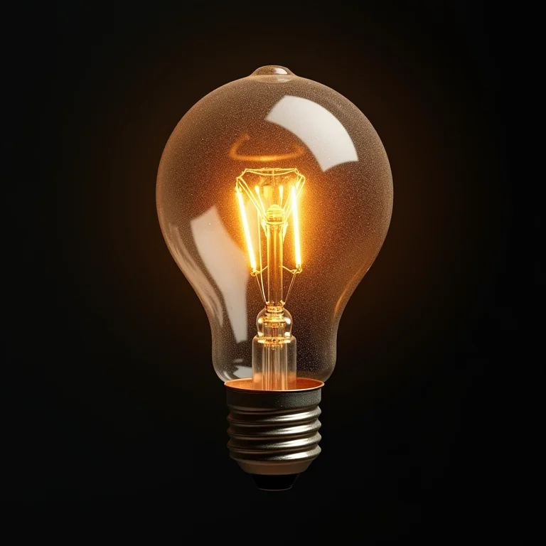 Lâmpada quebrada e empoeirada indicando falta de manutenção.