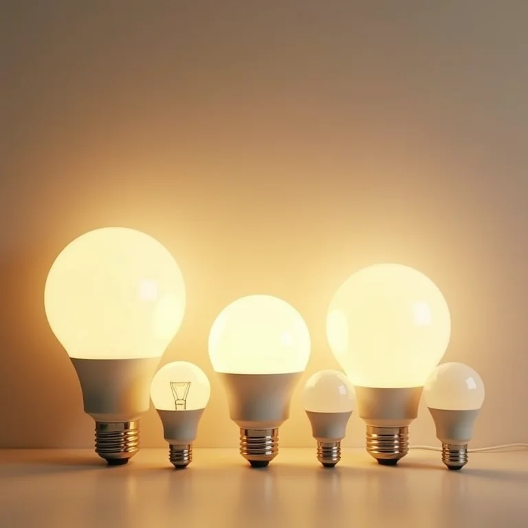 Lâmpadas de diferentes estilos e temperaturas de cor